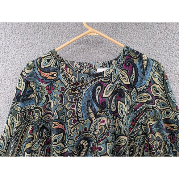 J. Jill Carmine Paisley Long Sleeve Women's Blouse size Large - Picture 2 of 11